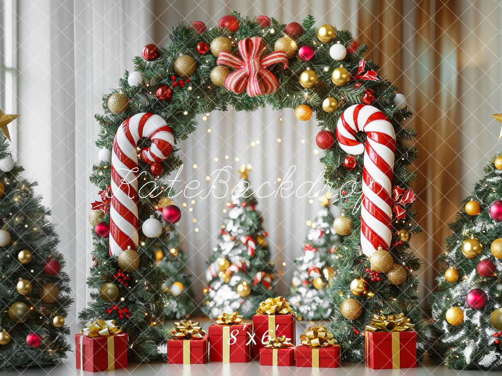 Kate Sapin de Noël Bonbons Arche Cadeaux Toile de fond conçue par Mini MakeBelieve - Kate Backdrop FR
