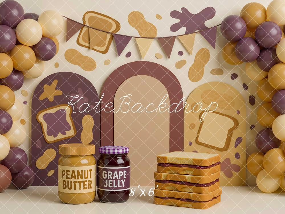 Kate Anniversaire Pain Confiture Ballons Toile de fond conçue par Mini MakeBelieve