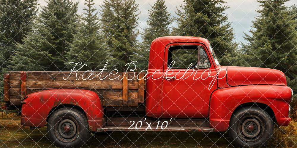 Kate Noël Camion Rouge Forêt Toile de fond conçue par Emetselch - Kate Backdrop FR