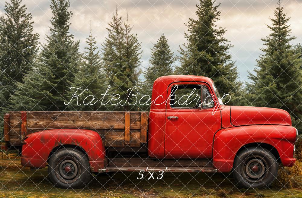 Kate Noël Camion Rouge Forêt Toile de fond conçue par Emetselch - Kate Backdrop FR