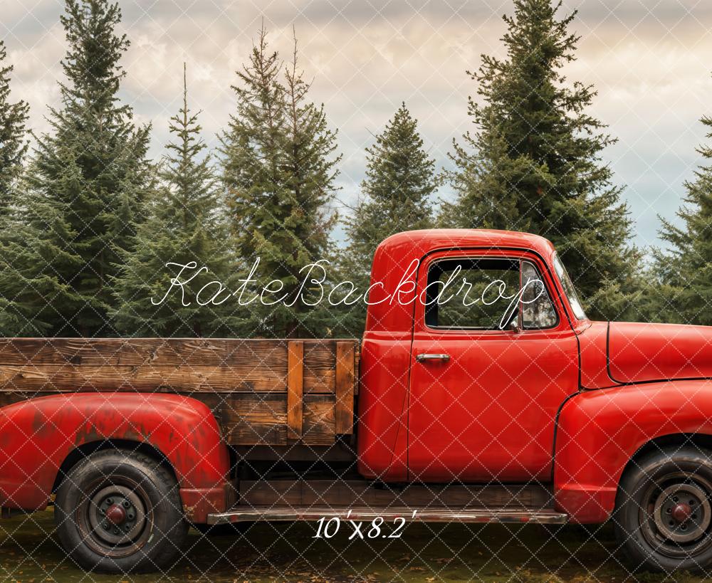 Kate Noël Camion Rouge Forêt Toile de fond conçue par Emetselch - Kate Backdrop FR