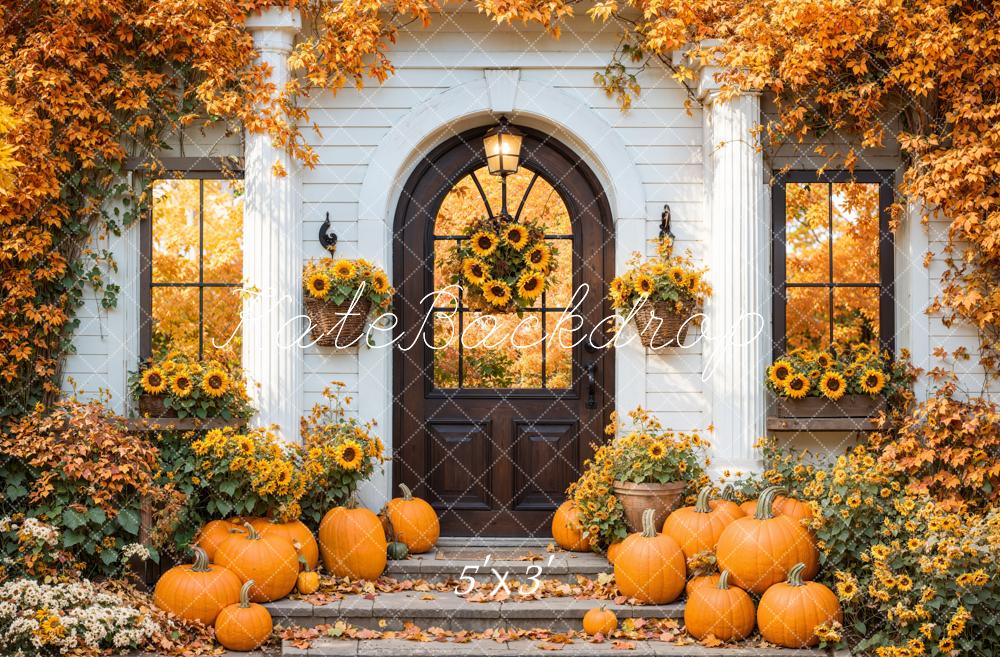 Kate Automne Tournesols Citrouilles Porte Toile de fond conçue par Emetselch - Kate Backdrop FR