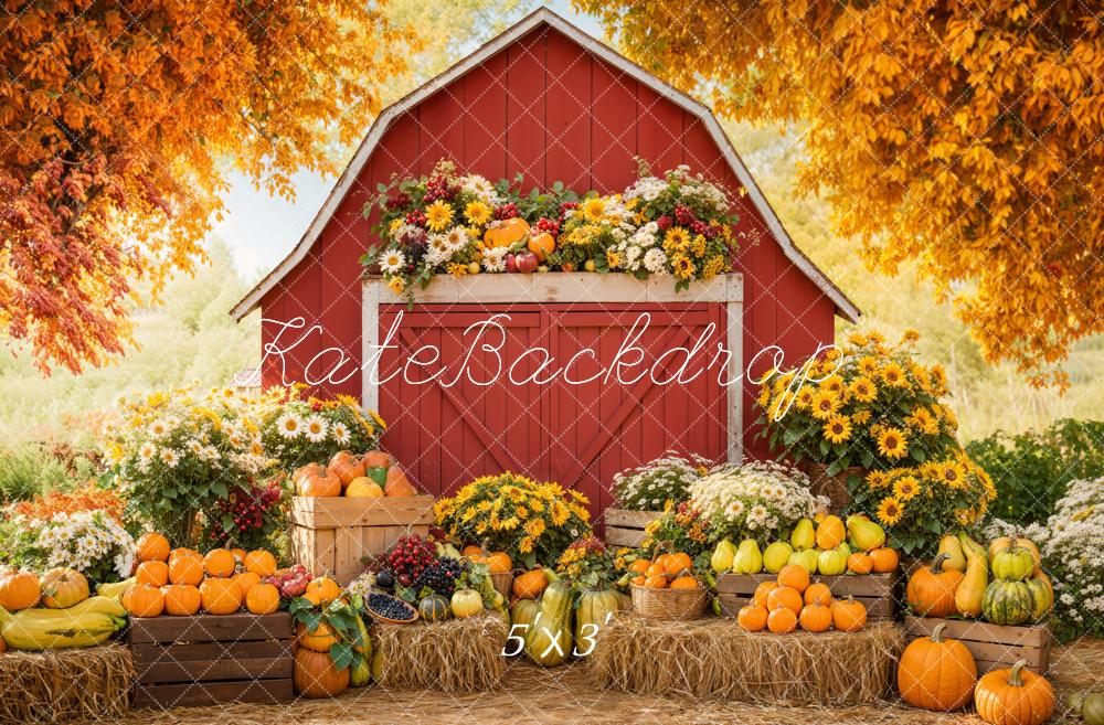 Kate Automne Grange Fruits Fleurs Érable Toile de fond conçue par Emetselch - Kate Backdrop FR