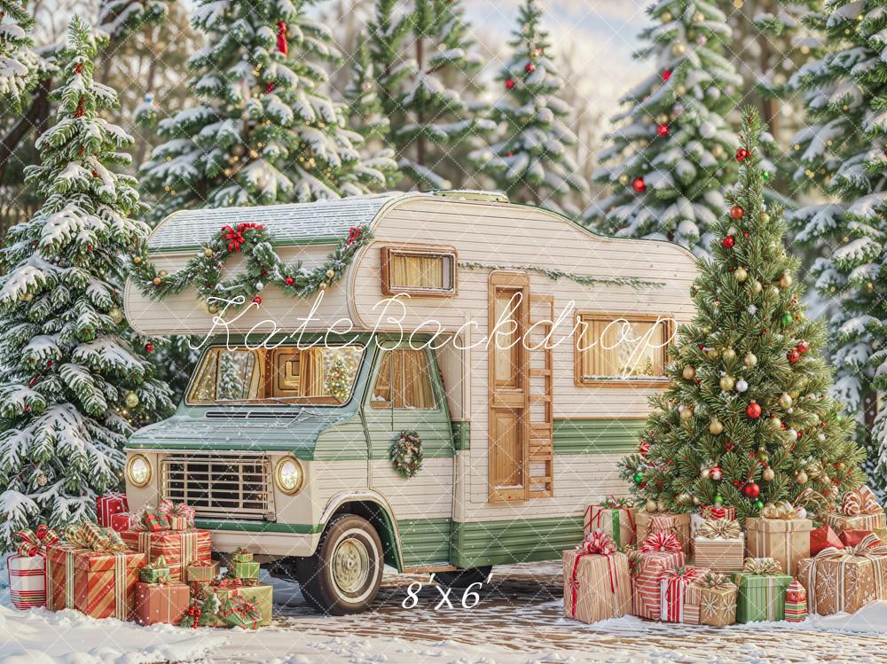 Kate Noël Camping-car Cadeaux Forêt Neige Toile de fond conçue par Emetselch - Kate Backdrop FR