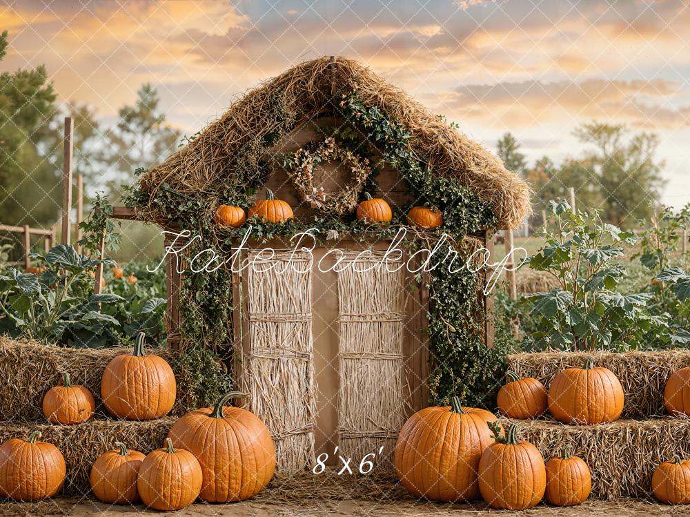 Kate Automne Citrouille Ferme Porte Rustique Toile de fond conçue par Emetselch - Kate Backdrop FR