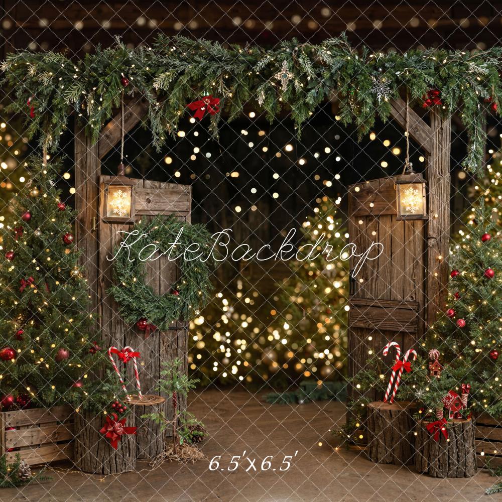 Kate Sapin de Noël Rustique Grange Porte Toile de fond conçue par Emetselch - Kate Backdrop FR