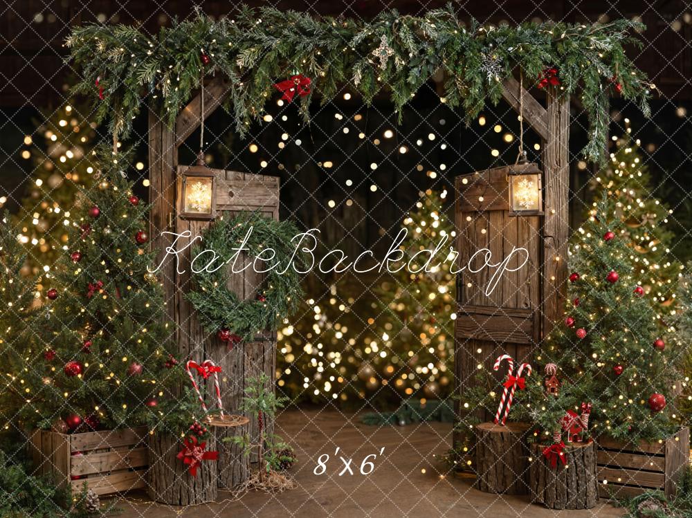Kate Sapin de Noël Rustique Grange Porte Toile de fond conçue par Emetselch - Kate Backdrop FR