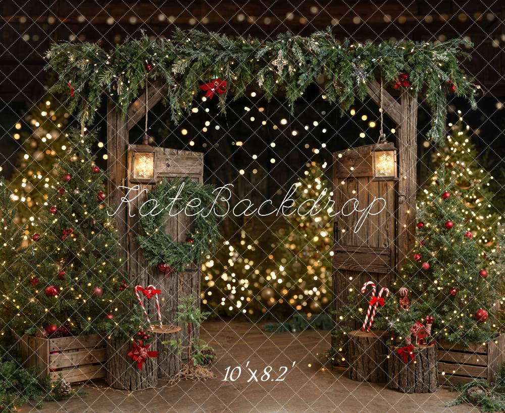 Kate Sapin de Noël Rustique Grange Porte Toile de fond conçue par Emetselch - Kate Backdrop FR