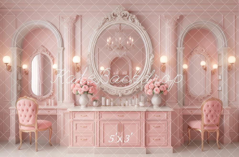 Kate Coiffeuse Chic Miroir Rose Toile de fond conçu par Ashley Paul