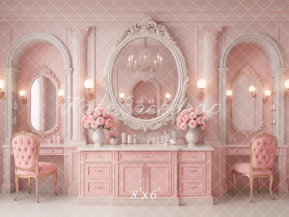 Kate Coiffeuse Chic Miroir Rose Toile de fond conçu par Ashley Paul