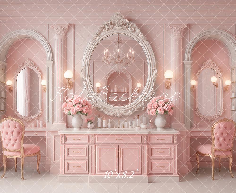 Kate Coiffeuse Chic Miroir Rose Toile de fond conçu par Ashley Paul