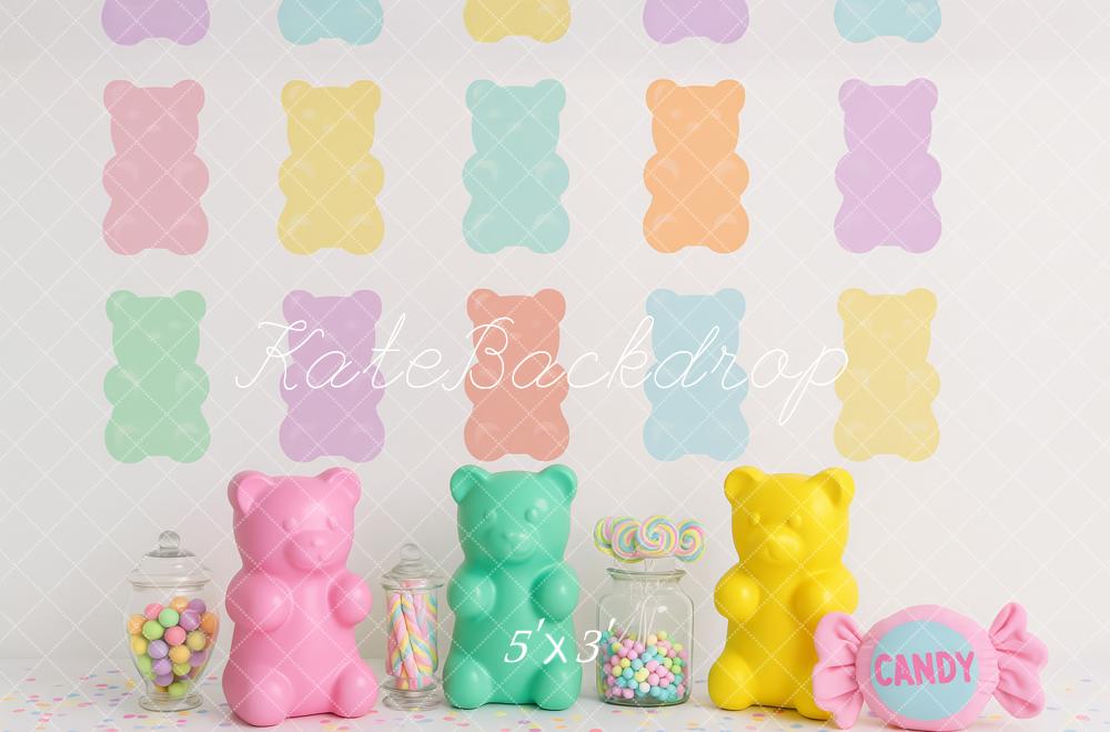 Kate Cake Smash Pastel Oursons Bonbons Toile de fond conçue par Patty Roberts - Kate Backdrop FR