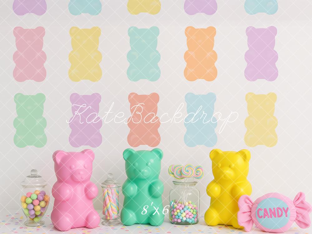 Kate Cake Smash Pastel Oursons Bonbons Toile de fond conçue par Patty Roberts - Kate Backdrop FR