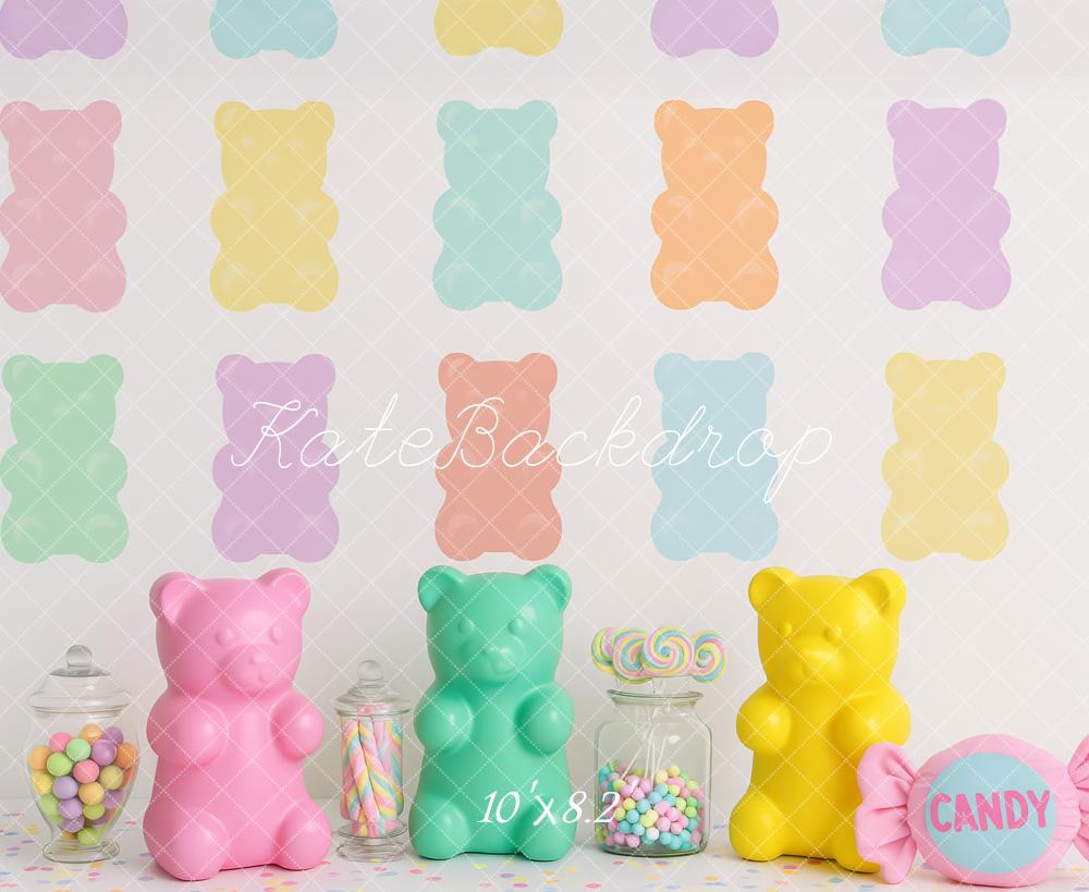 Kate Cake Smash Pastel Oursons Bonbons Toile de fond conçue par Patty Roberts - Kate Backdrop FR