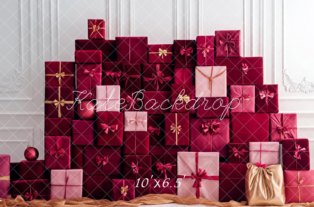 Kate Noël Cadeaux Rouge Mur Rétro Toile de fond conçue par Patty Roberts - Kate Backdrop FR