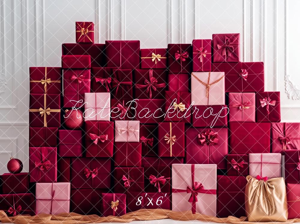 Kate Noël Cadeaux Rouge Mur Rétro Toile de fond conçue par Patty Roberts - Kate Backdrop FR