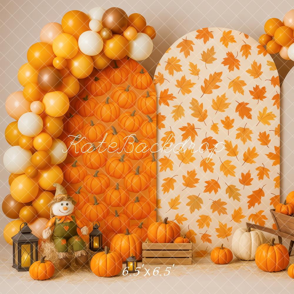 Kate Automne Citrouille Épouvantail Ballons Toile de fond conçue par Patty Roberts - Kate Backdrop FR