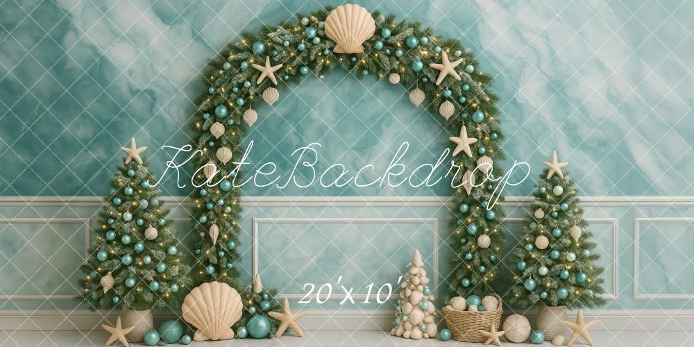 Kate Sapin de Noël Arche Étoile de mer Toile de fond conçue par Megan Leigh - Kate Backdrop FR