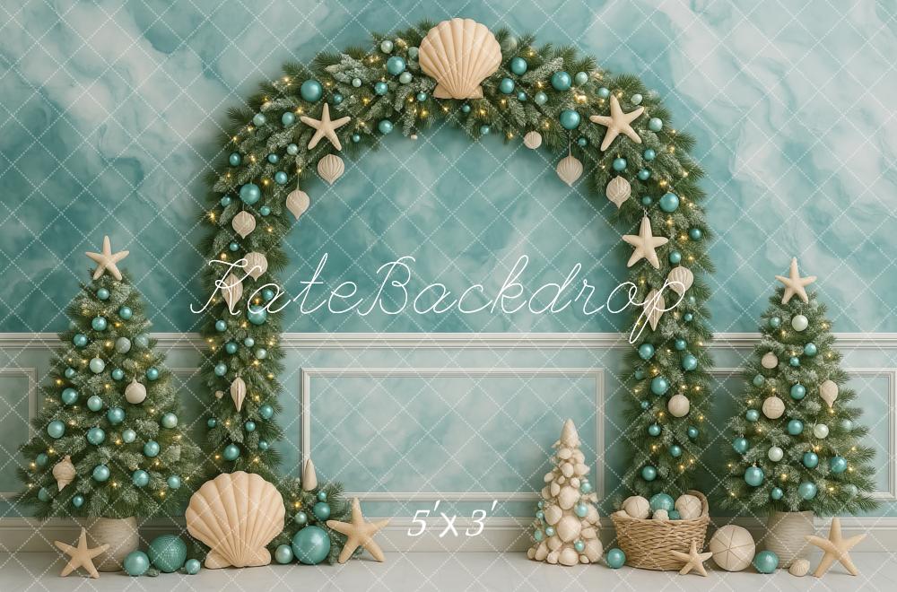 Kate Sapin de Noël Arche Étoile de mer Toile de fond conçue par Megan Leigh - Kate Backdrop FR