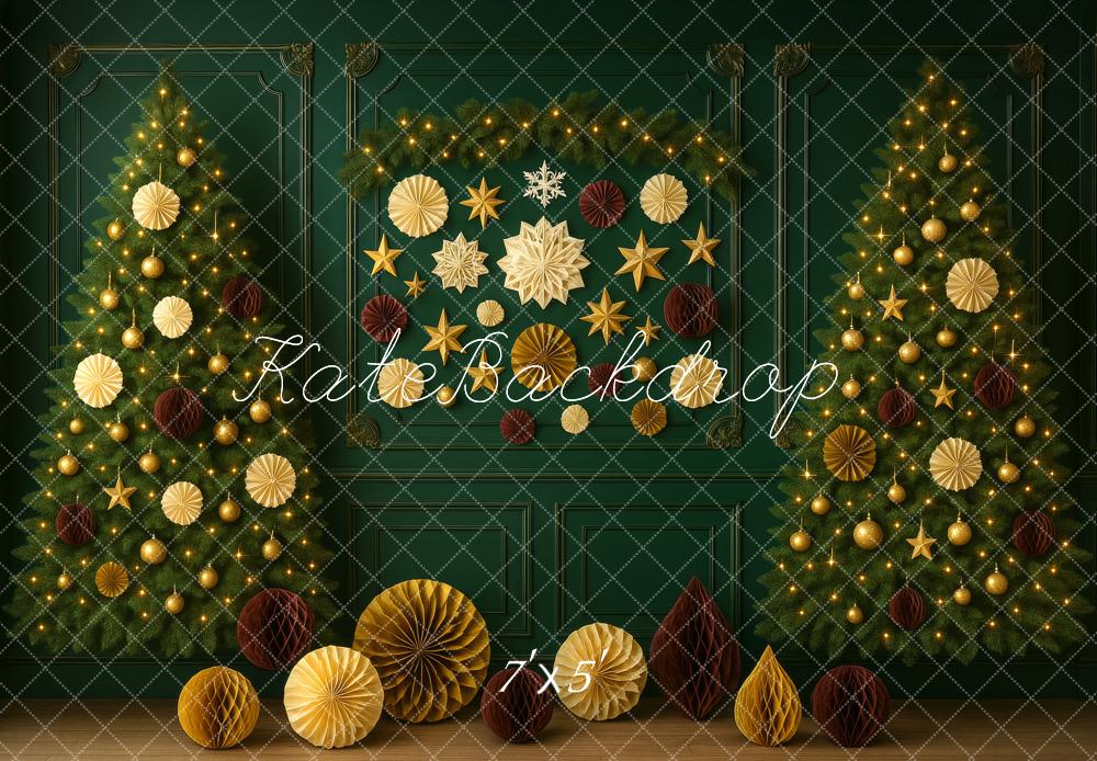 Kate Sapin de Noël Décors Mur Rétro Vert Toile de fond conçue par Megan Leigh - Kate Backdrop FR