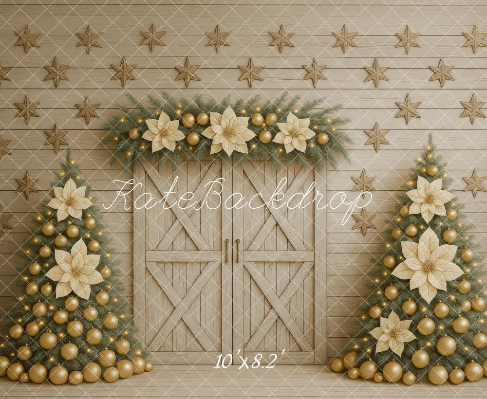 Kate Noël Grange Porte Bois Beige Toile de fond conçue par Megan Leigh - Kate Backdrop FR