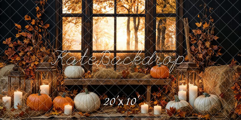 Kate Automne Citrouille Bougie Fenêtre Toile de fond conçue par Emetselch - Kate Backdrop FR