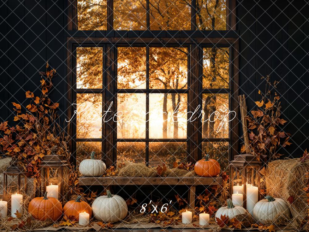 Kate Automne Citrouille Bougie Fenêtre Toile de fond conçue par Emetselch - Kate Backdrop FR