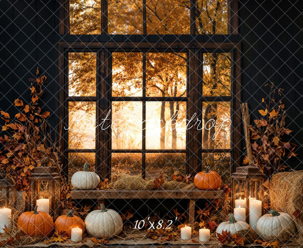 Kate Automne Citrouille Bougie Fenêtre Toile de fond conçue par Emetselch - Kate Backdrop FR