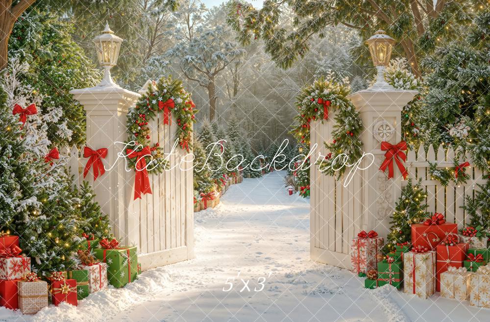 Kate Noël Neige Portail Jardin Chemin Toile de fond conçue par Emetselch - Kate Backdrop FR