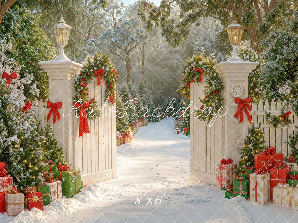 Kate Noël Neige Portail Jardin Chemin Toile de fond conçue par Emetselch - Kate Backdrop FR