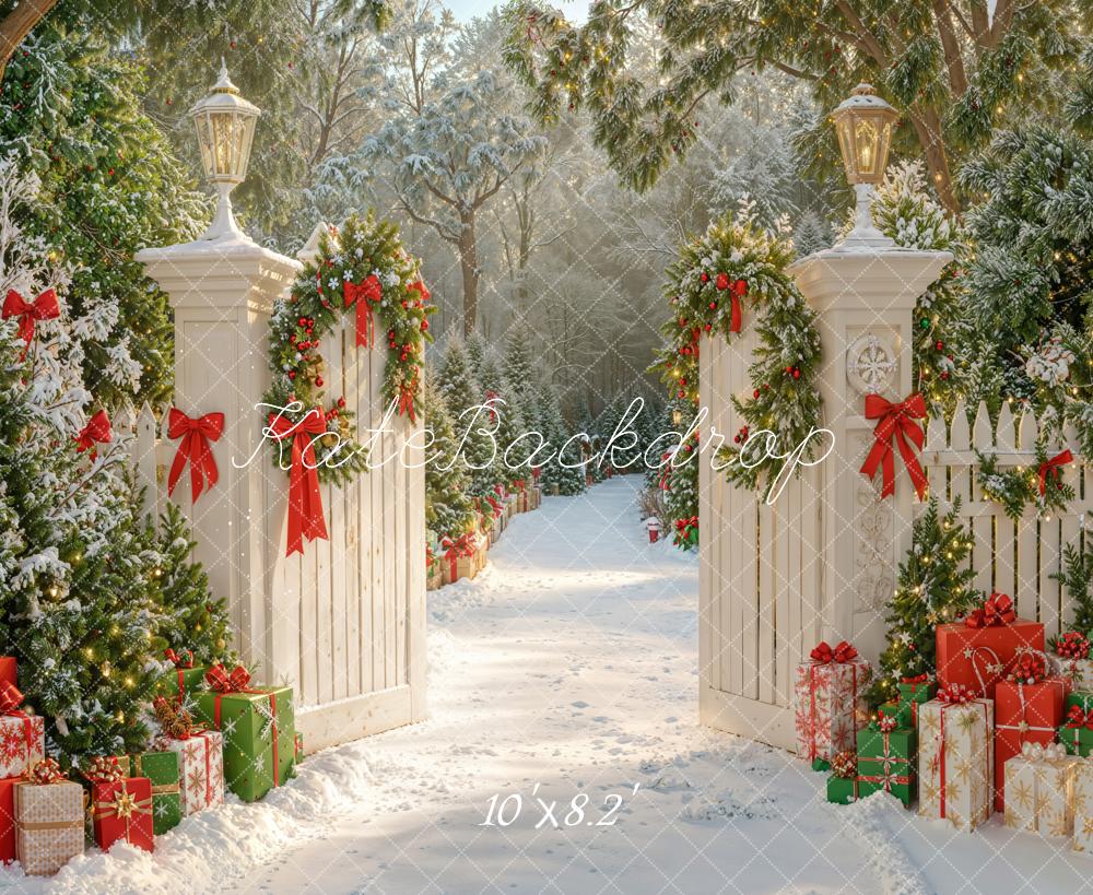 Kate Noël Neige Portail Jardin Chemin Toile de fond conçue par Emetselch - Kate Backdrop FR