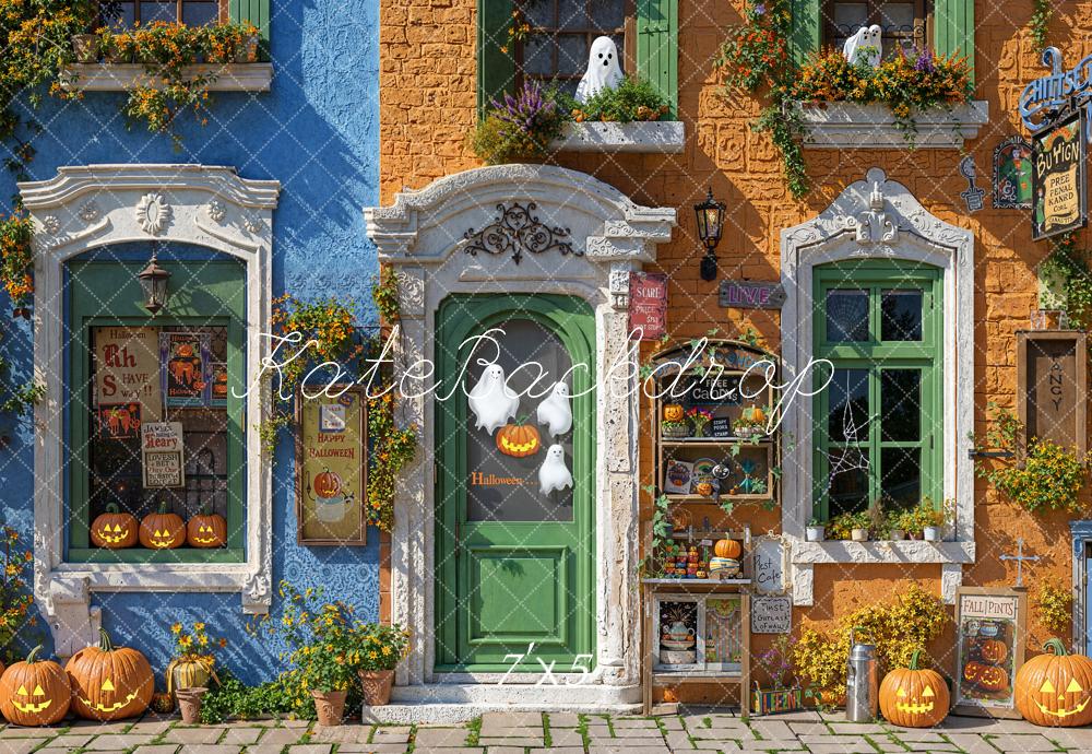 Kate Halloween Rue Boutique Fantômes Toile de fond conçue par Emetselch