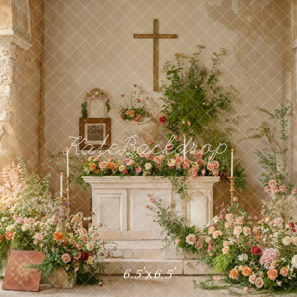 Kate Mariage Romantique Église Fleurs Autel Toile de fond conçue par Emetselch