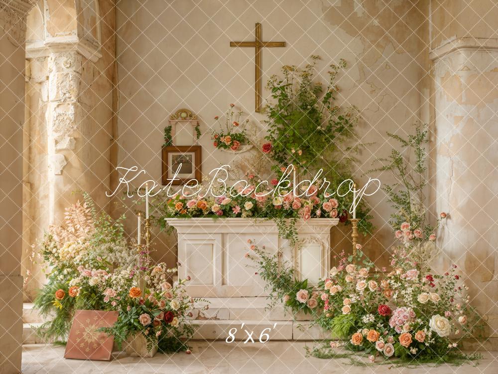 Kate Mariage Romantique Église Fleurs Autel Toile de fond conçue par Emetselch