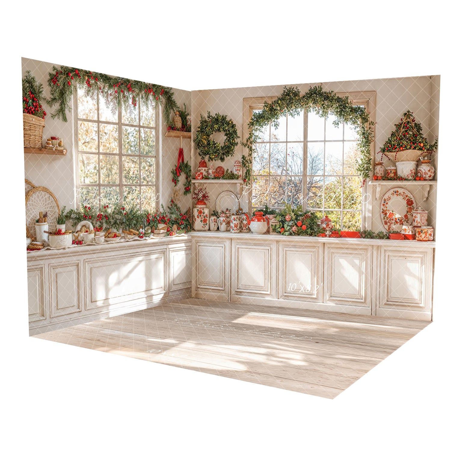 Kate Noël Cuisine Armoire Fenêtre Blanc Ensemble de chambre - Kate Backdrop FR