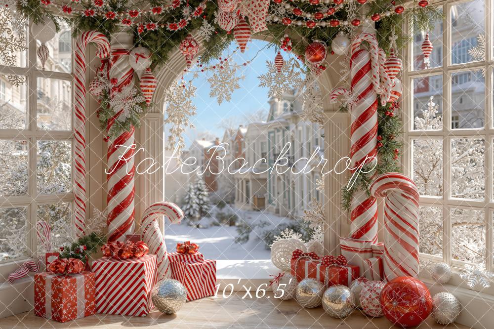 Kate Noël Bonbons Porte Neige Rue Toile de fond conçue par Emetselch - Kate Backdrop FR