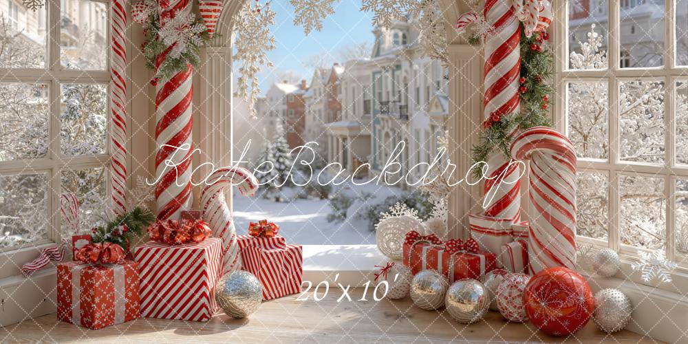 Kate Noël Bonbons Porte Neige Rue Toile de fond conçue par Emetselch - Kate Backdrop FR