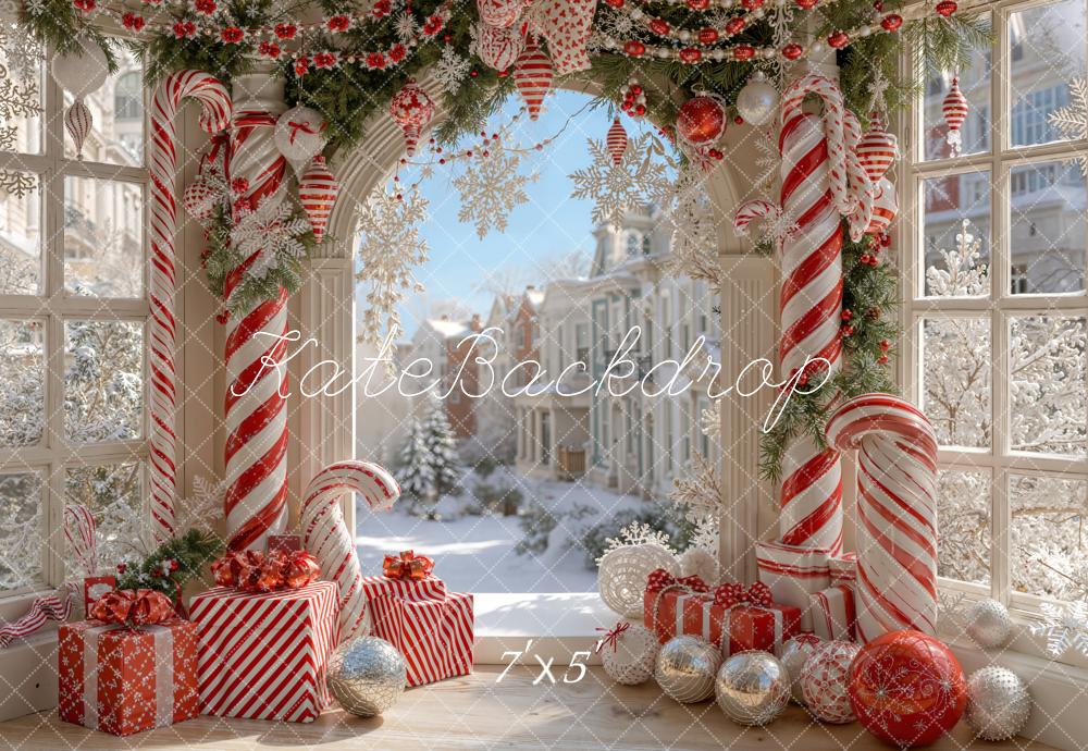 Kate Noël Bonbons Porte Neige Rue Toile de fond conçue par Emetselch - Kate Backdrop FR