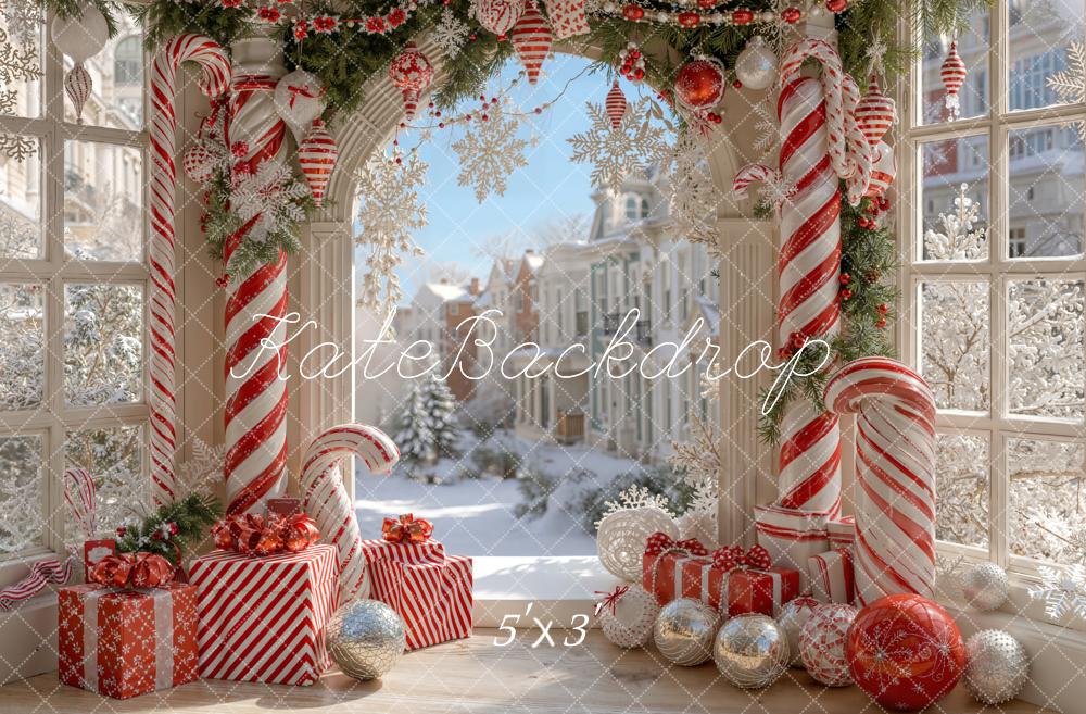 Kate Noël Bonbons Porte Neige Rue Toile de fond conçue par Emetselch - Kate Backdrop FR