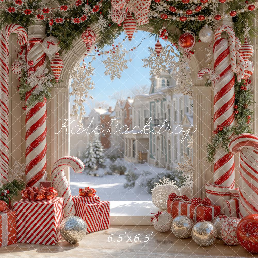 Kate Noël Bonbons Porte Neige Rue Toile de fond conçue par Emetselch - Kate Backdrop FR