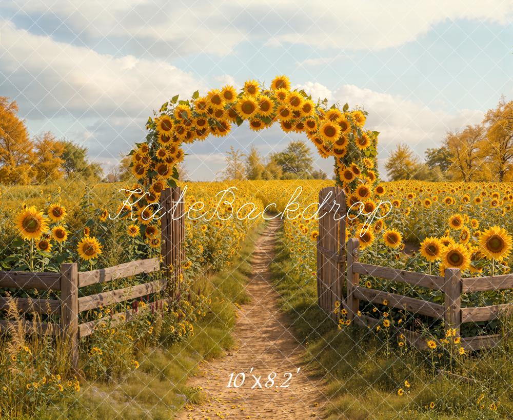 Kate Automne Tournesol Jardin Chemin Toile de fond conçue par Emetselch - Kate Backdrop FR