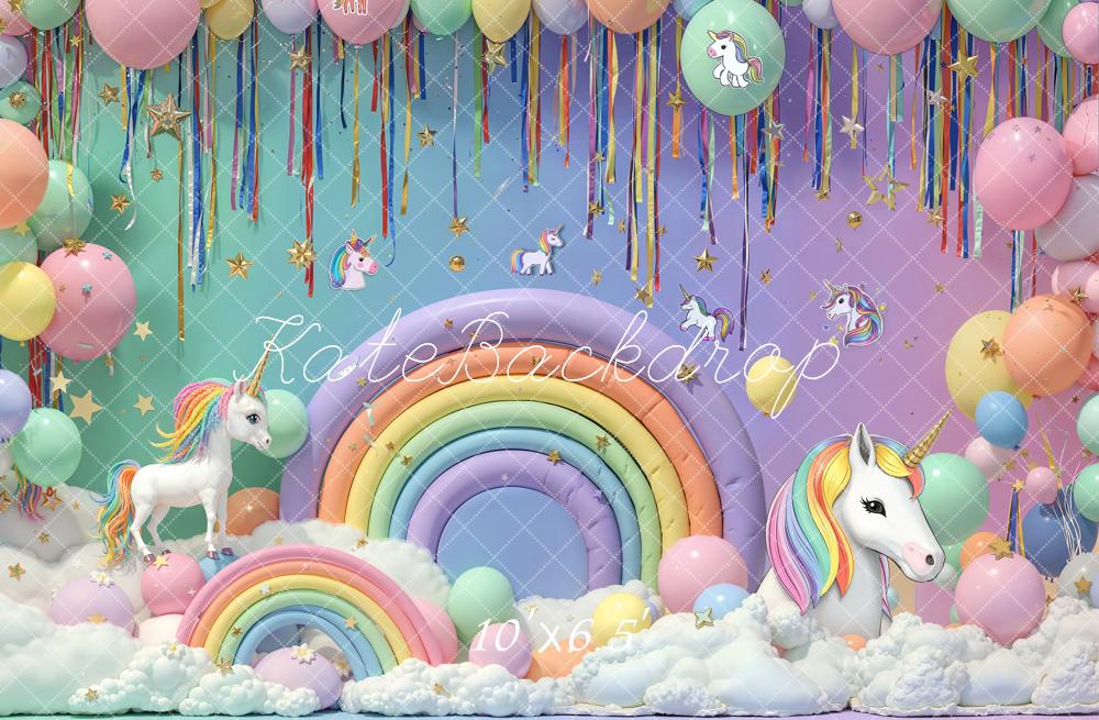 Kate Anniversaire Licorne Arc-en-ciel Ballon Toile de fond conçue par Emetselch - Kate Backdrop FR
