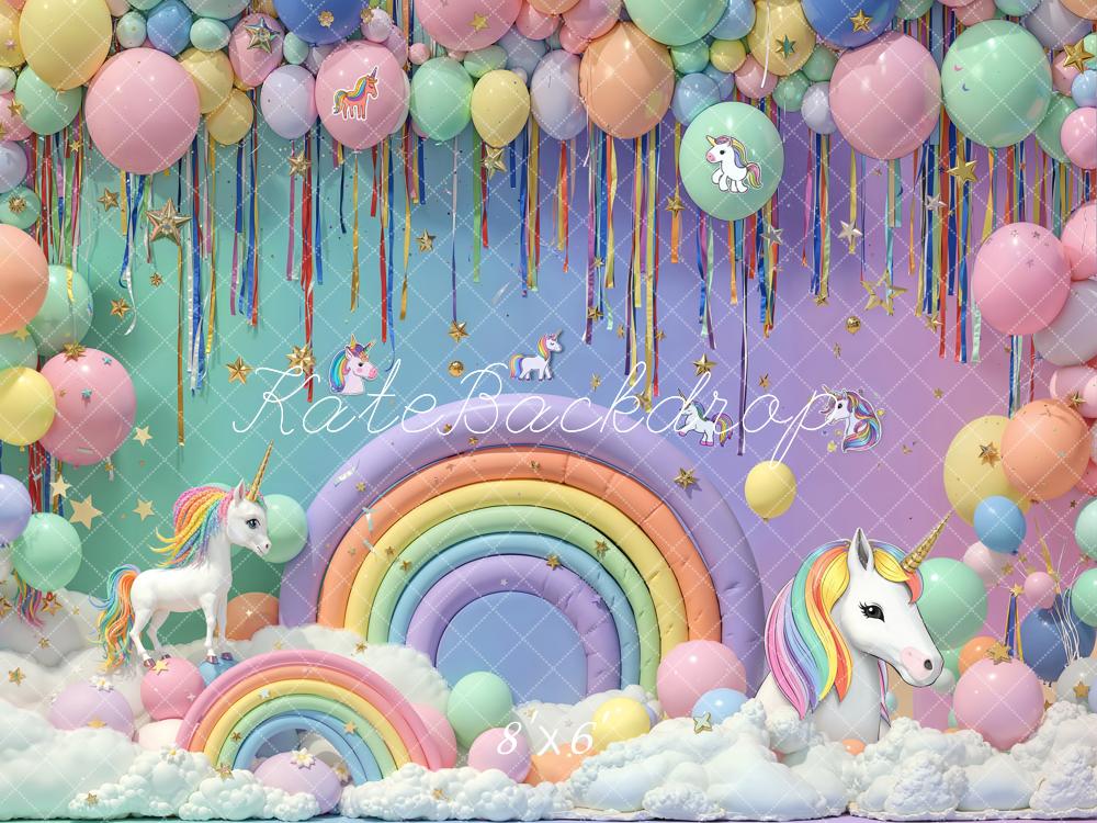 Kate Anniversaire Licorne Arc-en-ciel Ballon Toile de fond conçue par Emetselch - Kate Backdrop FR