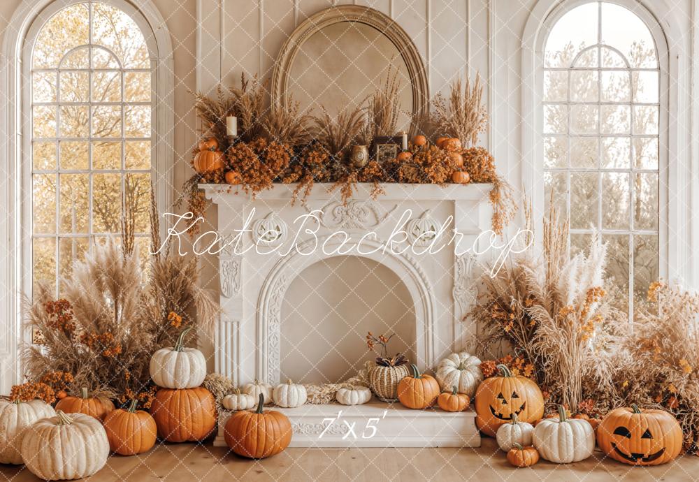 Kate Automne Bohème Cheminée Citrouille Toile de fond conçue par Emetselch - Kate Backdrop FR