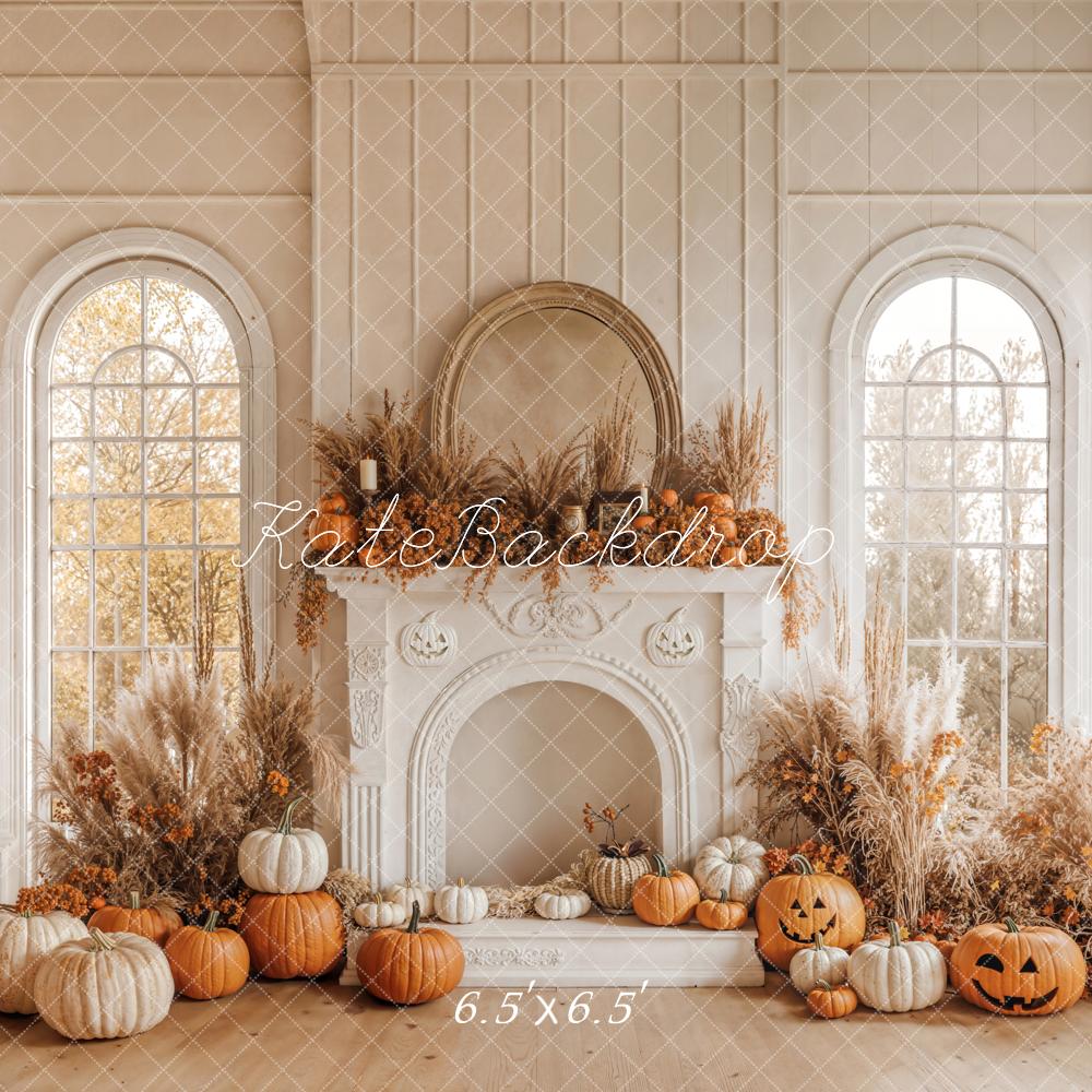 Kate Automne Bohème Cheminée Citrouille Toile de fond conçue par Emetselch - Kate Backdrop FR