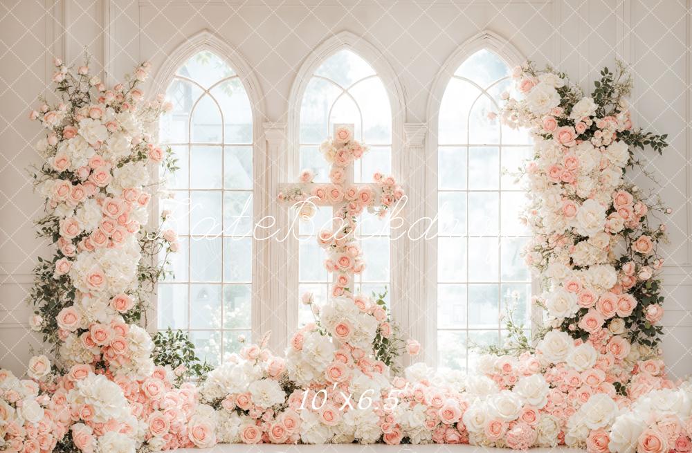 Kate Mariage Fleurs Romantique Croix Fenêtre Toile de fond conçue par Emetselch - Kate Backdrop FR