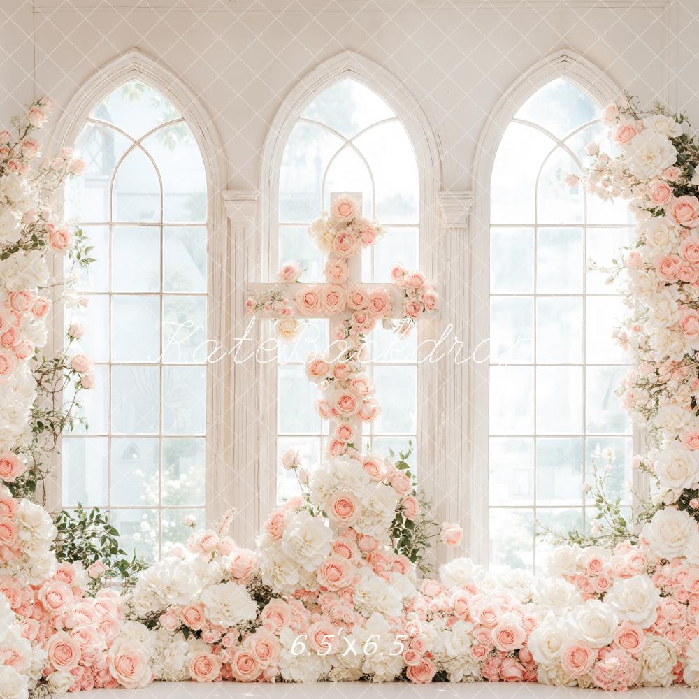 Kate Mariage Fleurs Romantique Croix Fenêtre Toile de fond conçue par Emetselch - Kate Backdrop FR