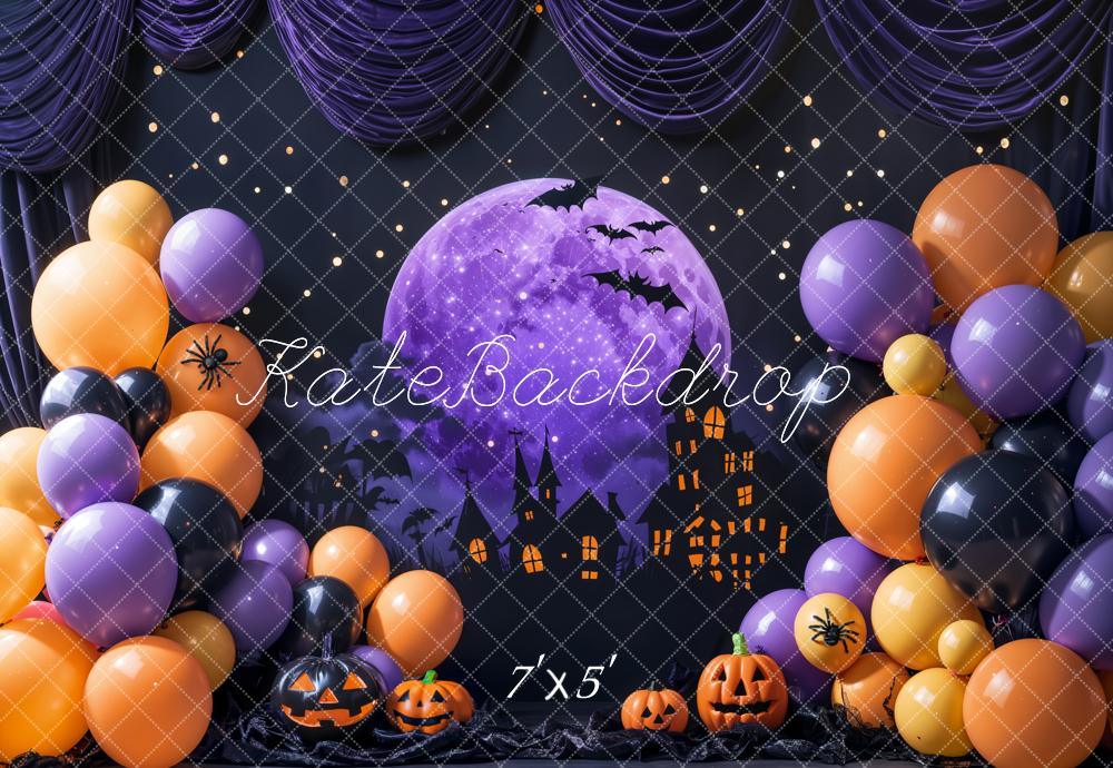 Kate Halloween Lune Ballons Citrouilles Château Toile de fond conçue par Emetselch - Kate Backdrop FR