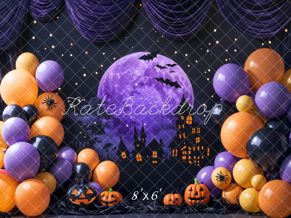 Kate Halloween Lune Ballons Citrouilles Château Toile de fond conçue par Emetselch - Kate Backdrop FR