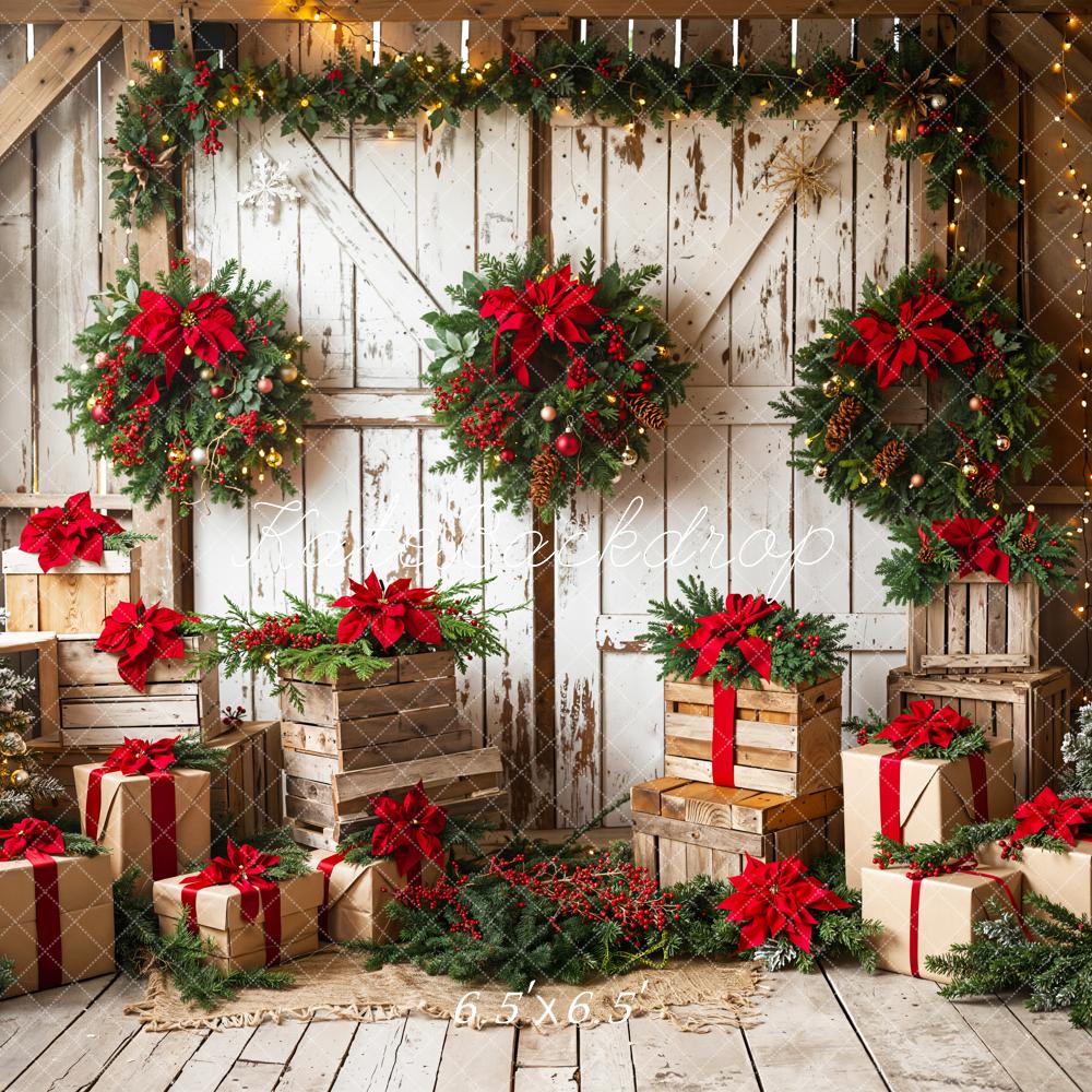 Kate Noël Rustique Grange Porte Cadeaux Toile de fond conçue par Emetselch - Kate Backdrop FR